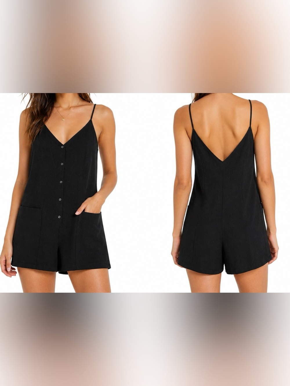 Topshop Black Button Front Pocket Romper  With Tie Size 10
